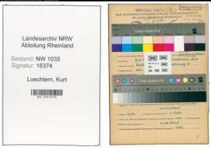 Entnazifizierung Kurt Van Loechtern , geb. 29.08.1920 (Elektromeister)