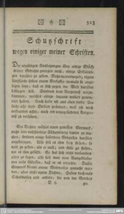 Schutzschrift wegen einiger meiner Schriften
