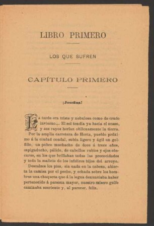Libro primero - Los que sufren - Capítulo primero : ¡Josefina!