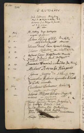 Sommerhalbjahr 1680. Rektorat Johann Ludwig Mögling junior