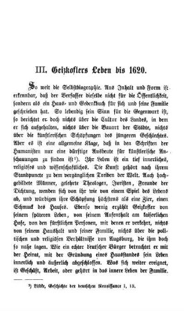 III. Geizkoflers Leben bis 1620.