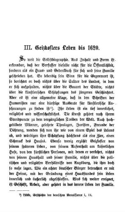 III. Geizkoflers Leben bis 1620.
