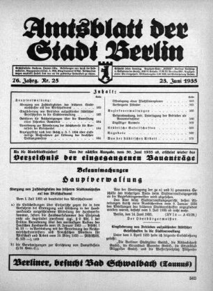 1935,25: Nr. 25, 23. Juni 1935