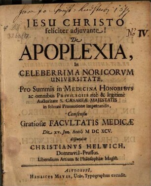 Diss. de apoplexia
