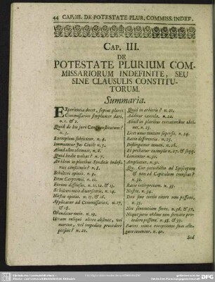 Cap. III. De Potestate Plurium Commissariorum Indefinite, Seu Sine Clausulis Constitutorum