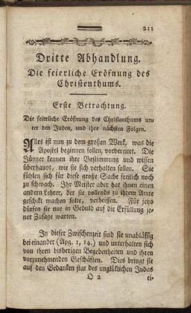 Dritte Abhandlung. Die feierliche Eröfnung des Christenthums.