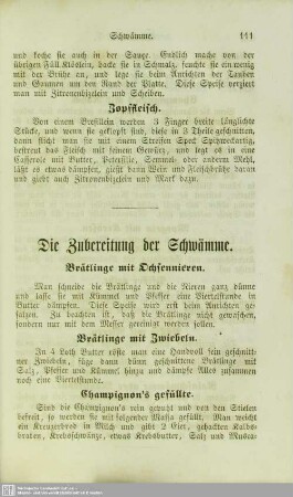 Die Zubereitung der Schwämme