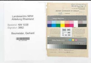 Entnazifizierung Gerhard Baumeister , geb. 04.02.1904 (Angestellter)