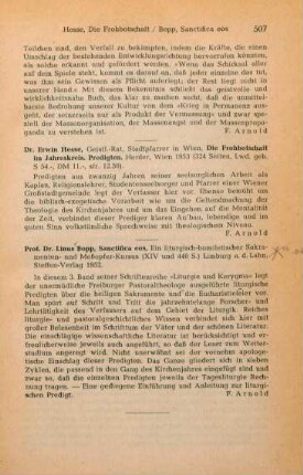 507 [Rezension] Hesse, Erwin, Die Frohbotschaft im Jahreskreis