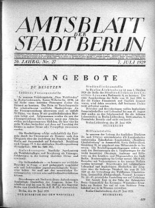 1929,27: Nr. 27, 7. Juli 1929