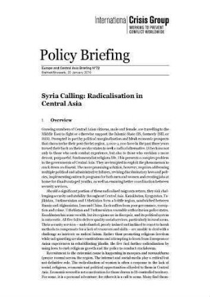 Syria calling : radicalisation in Central Asia