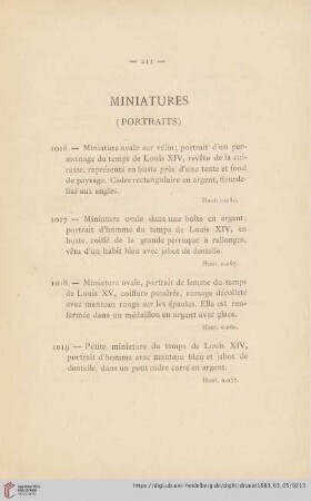Miniatures Portraits (Nr. 1016 - 1055)