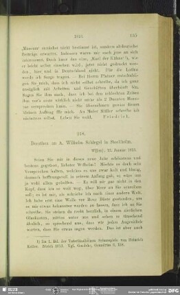 Dorothea von Schlegel an August Wilhelm von Schlegel, Wien, 12.01.1813