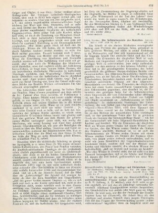 172-173 [Rezension] Stroothenke, Wolfgang, Erbpflege und Christentum
