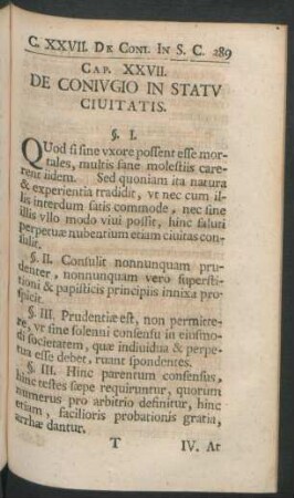 Cap. XXVII. De Coniugio In Statu Civitatis