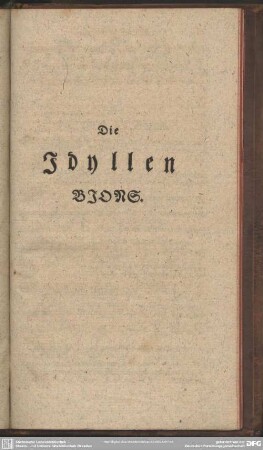 Die Idyllen Bions