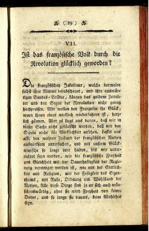 VII. Ist das französische Volk durch die Revolution glücklich geworden?