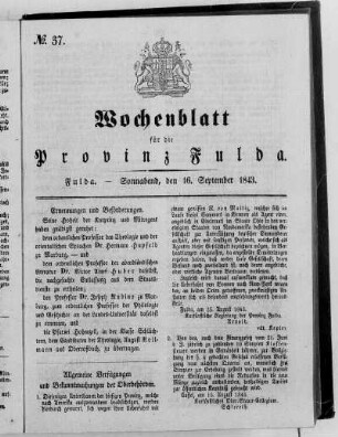 Nr. 37, Ausgabe vom 16. September 1843