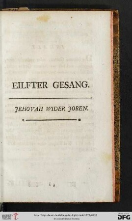 Eilfter Gesang: Jehovah wider Joben