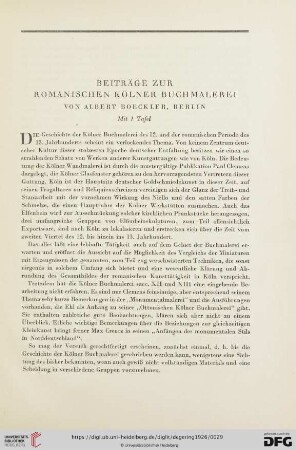 Albert Boeckler: Beiträge zur romanischen Kölner Buchmalerei