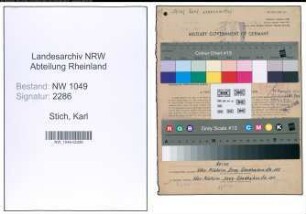 Entnazifizierung Karl Stich , geb. 12.11.1901 (Kaufmann)