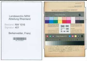 Entnazifizierung Franz Berkenvelder , geb. 12.05.1897 (Friseur)