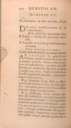 Quaestio CV. De obedientia, in duos articulos divisa.