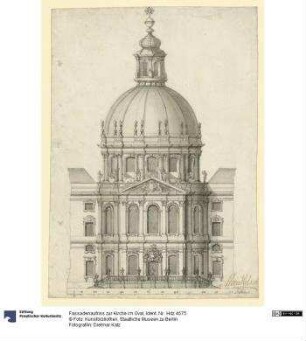 Fassadenaufriss zur Kirche im Oval