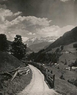 Südtirol, Dolomitental. Schlern von Ums am Schlernbach (?)