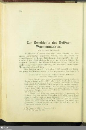 Zur Geschichte des Meißner Wochenmarktes