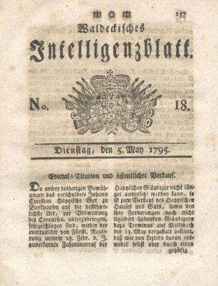No. 18, Dienstag, den 5. May 1795