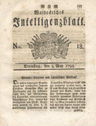 No. 18, Dienstag, den 5. May 1795