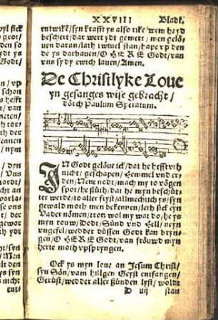 De Christlyke Loue yn gesanges wise gebracht / dorch Paulum Speratum
