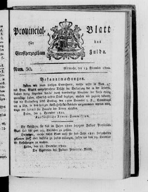 Num. 50, Ausgabe vom 13. Dezember 1820
