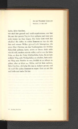 An die Tochter Caroline Wandsbeck, den 1. September 1813