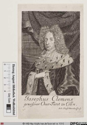Bildnis Joseph Clemens (von Bayern), 1688-1723 Kurfürst u. Erzbischof von Köln