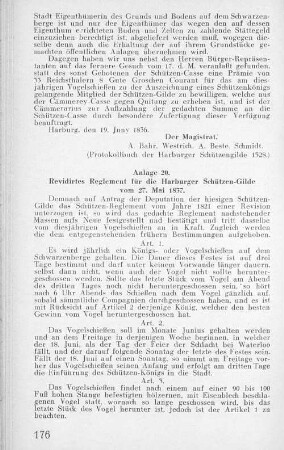 Anlage 20. Revidirtes Reglement für die Harburger Schützen-Gilde vom 27. Mai 1837.