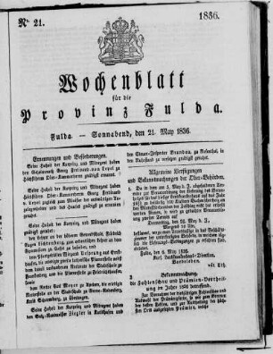 Nr. 21, Ausgabe vom 21. Mai 1836