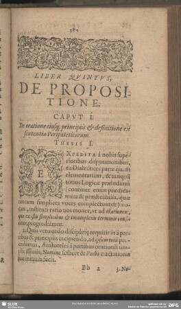 Liber Quintus, De Propositione