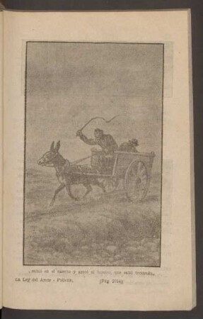 ... subió en el carrito y arreó al borrico, que salió trotando... - [Ilustración]