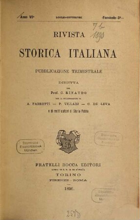 Rivista storica italiana. 7. 1890, [b]