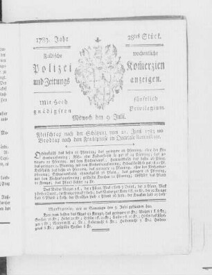 28tes Stück., Ausgabe vom 9. Juli 1783