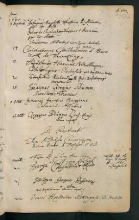 Winterhalbjahr 1685/1686. Rektorat Elias Rudolf Camerarius