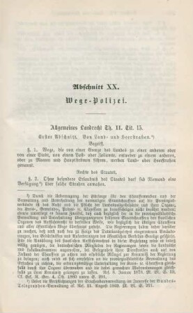 Abschnitt XX. Wege-Polizei