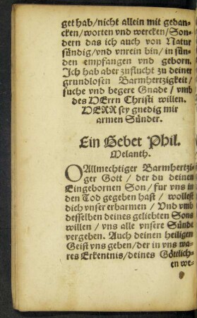 Ein Gebet Phil. Melanth.