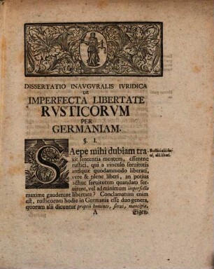 Dissertatio Inavgvralis Ivridica De Libertate Imperfecta Rvsticorvm In Germania