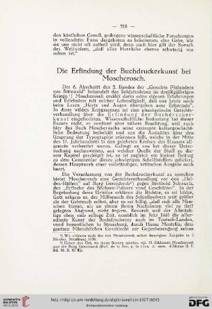 Die Erfindung der Buchdruckerkunst bei Moscherosch