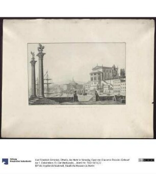 Othello, der Mohr in Venedig. Oper von Giacomo Rossini. Entwurf zur 1. Dekoration (?). Der Markusplatz von Venedig
