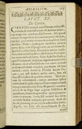 Caput XV. De Cervo.