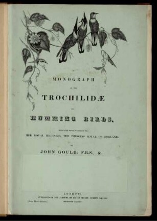 Vol. V.: A monograph of the Trochilidae, or family of Humming-birds. Vol. V.